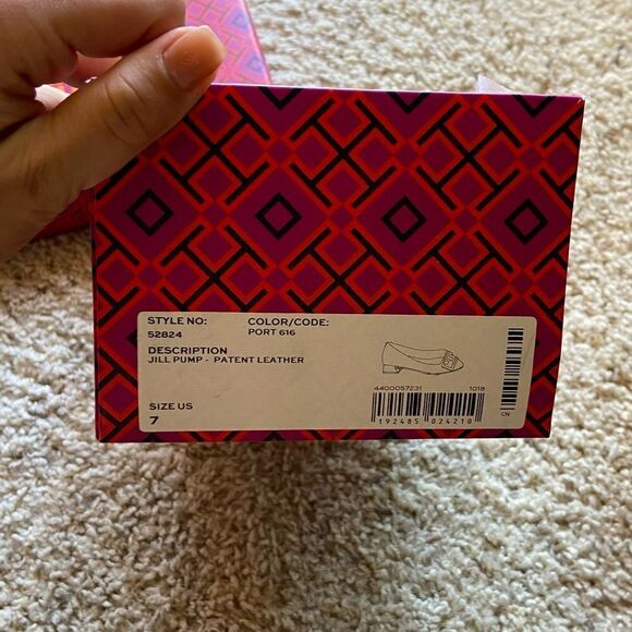 Tory Burch Gigi Burgundy Red Midi Heel Pump Size 7 - Picture 13 of 15